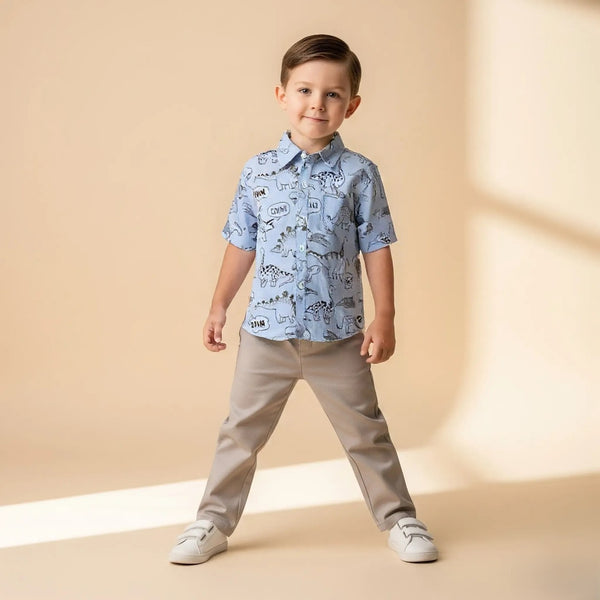 Blue Half-Sleeves Casual Shirt