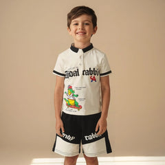 White Boys Polo T-shirt with Shorts Set