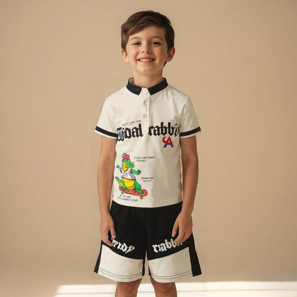White Boys Polo T-shirt with Shorts Set