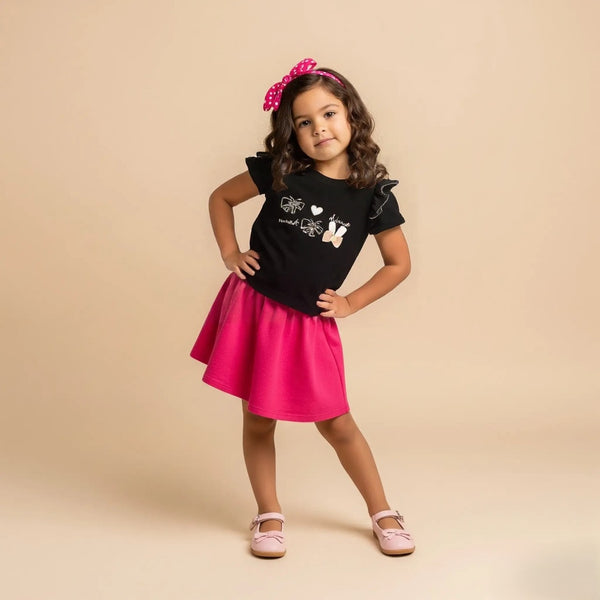 Girl Regular Fit Black Butterfly Top