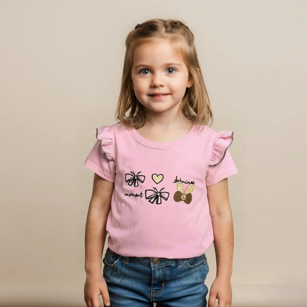Girl Regular Fit Pink Butterfly Top