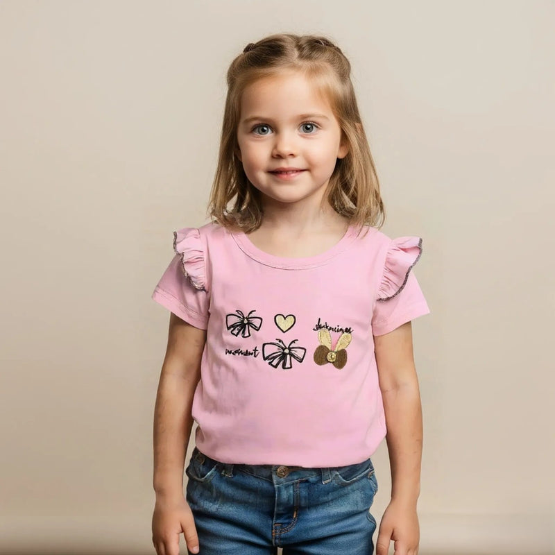 Girl Regular Fit Pink Butterfly Top