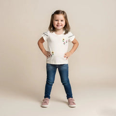 Girl Regular Fit White Flower Top