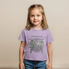 Girl Regular Fit Sequin Bow Purple Top