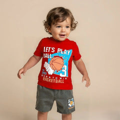Basketball Printed T-shirt with Short Set