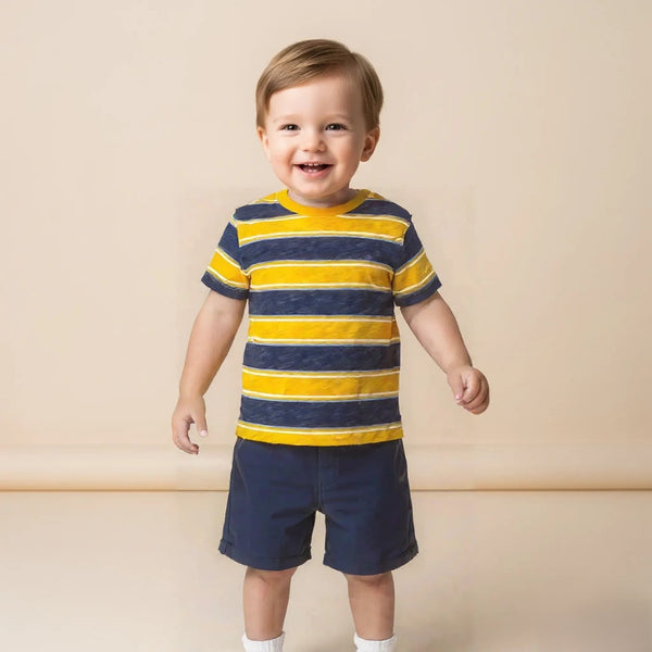 Stripped Printed T-shirt with Short Set
