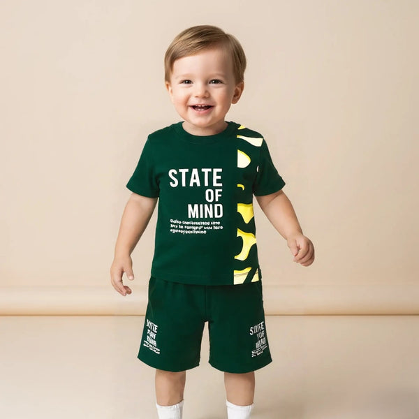 Green Printed T-shirt with Short Set