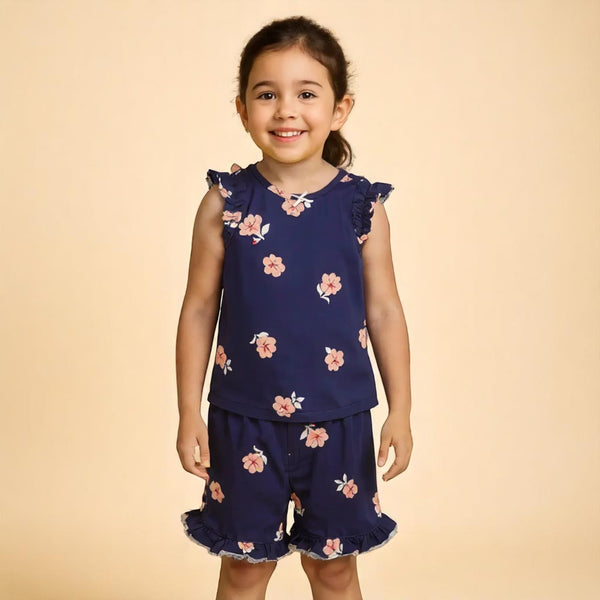 Navy Blue Sleeveless Top and Short Set