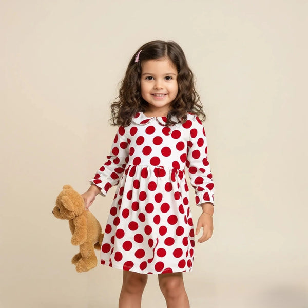 Red Polka Dot Printed Frock
