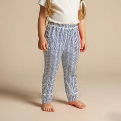 Blue Printed Stripped Leggings