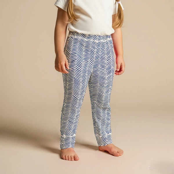 Blue Printed Stripped Leggings
