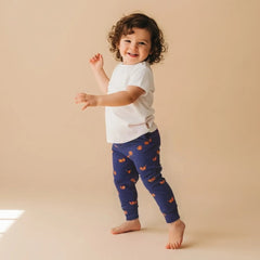 Navy Blue Printed Leggings