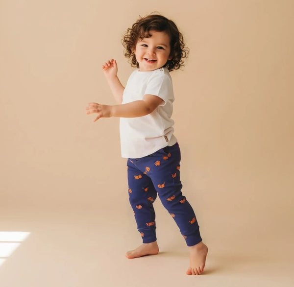 Navy Blue Printed Leggings