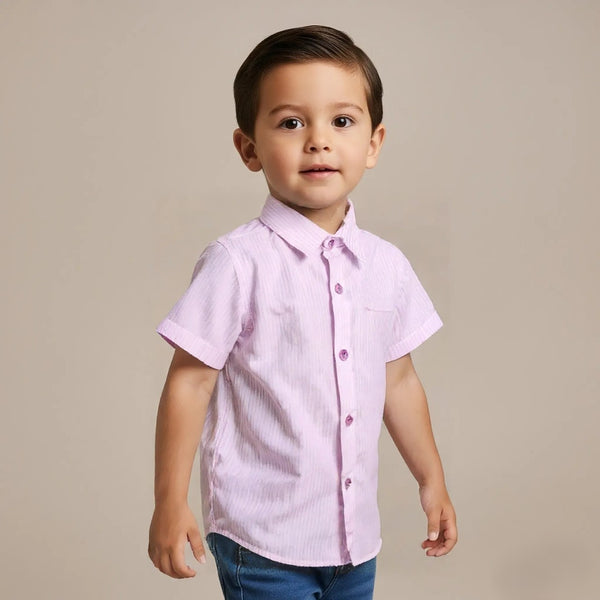 Pink Casual Striped Half Sleeves Shirt