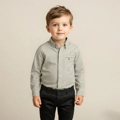 Grey Mandarin Collar Shirt