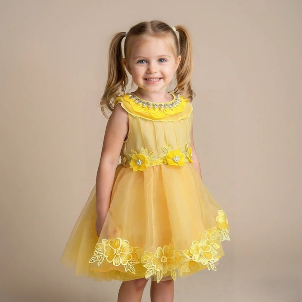 Yellow Knee Length Princess Dress