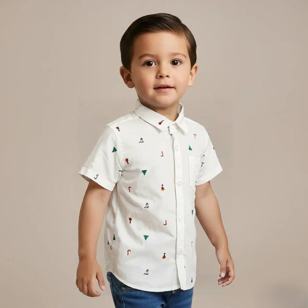 White Half-Sleeves Casual Shirt