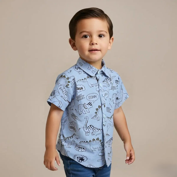 Blue Half-Sleeves Casual Shirt