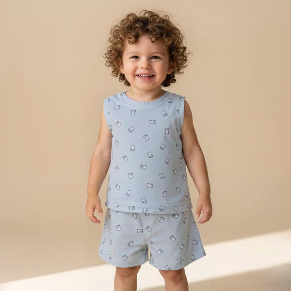 Teddy Printed Vest and Short Set