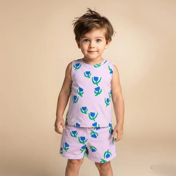 Flower Printed Vest and Short Set