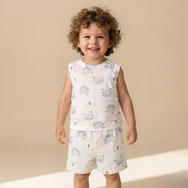Panda Printed Vest and Short Set