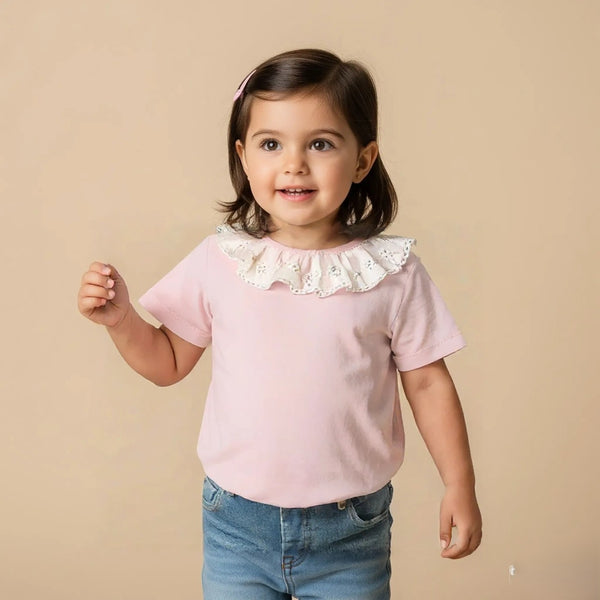 Pink Solid Frill Top
