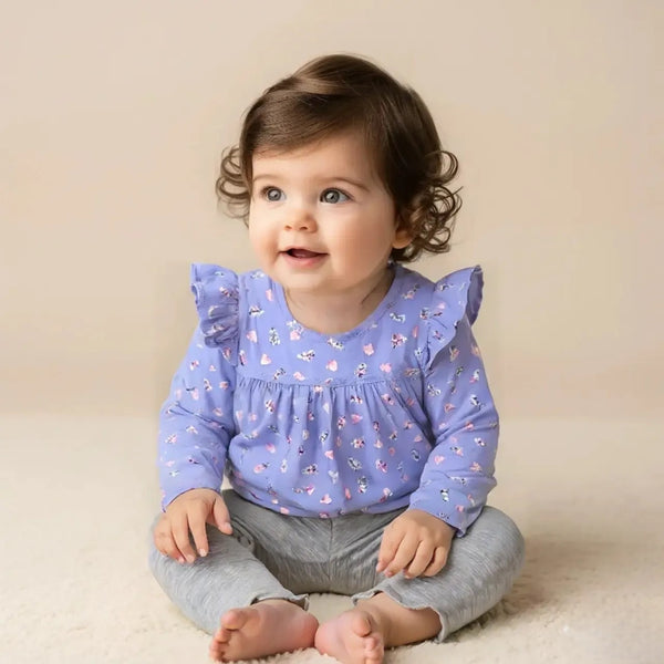 Blue Floral Baby Girl Top