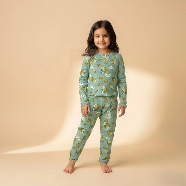 Green Knitted Printed Co-Ord Set