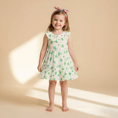 Floral Printed Sleeveless Muslin Cotton Frock