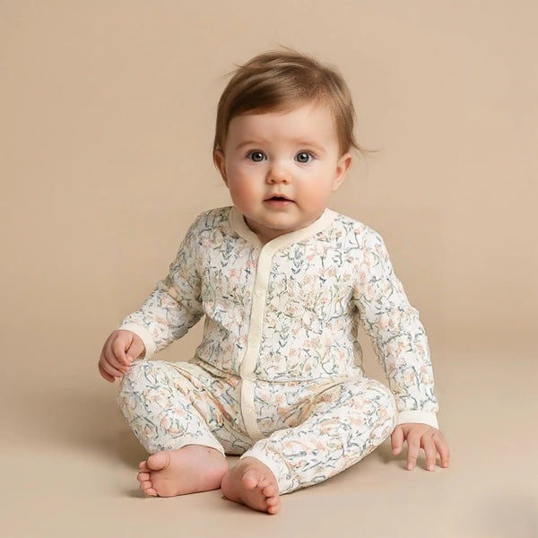 White Printed Full Sleeves Rompers