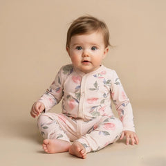 Pink Printed Full Sleeves Rompers