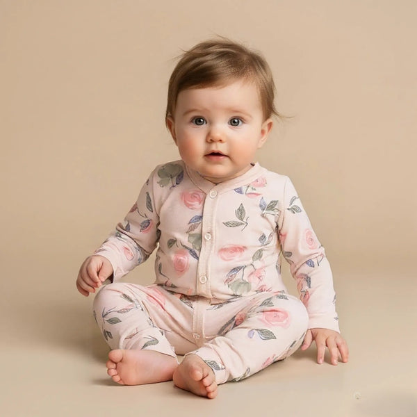 Pink Printed Full Sleeves Rompers