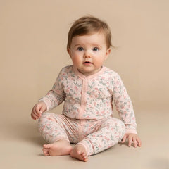 Pink Printed Full Sleeves Rompers