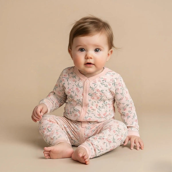Pink Printed Full Sleeves Rompers