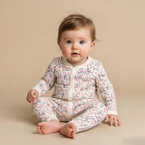 White Printed Full Sleeves Rompers