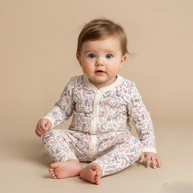 White Printed Full Sleeves Rompers