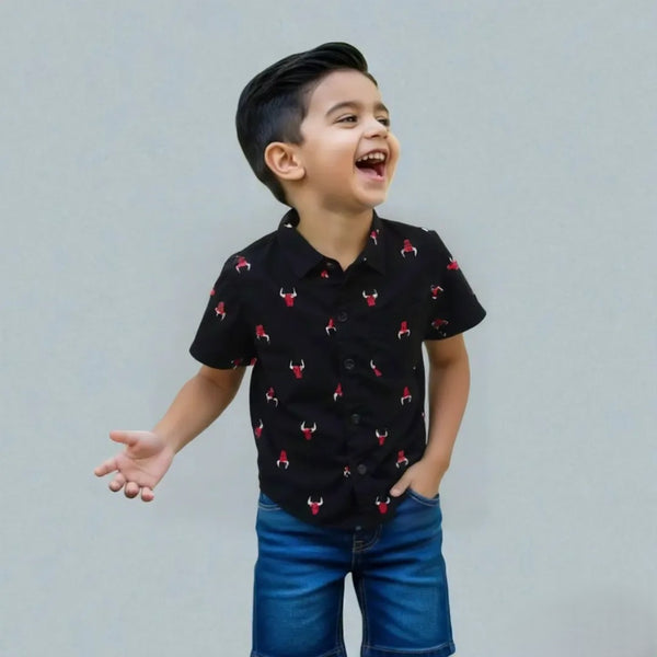 Black Half-Sleeves Casual Shirt