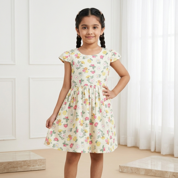 Sunshine Meadow Flutter-Sleeve Frock