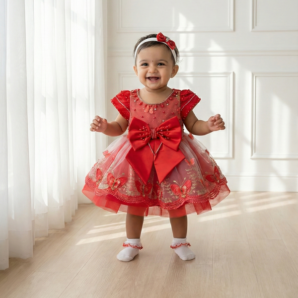 Red Butterfly bow Princess Dress