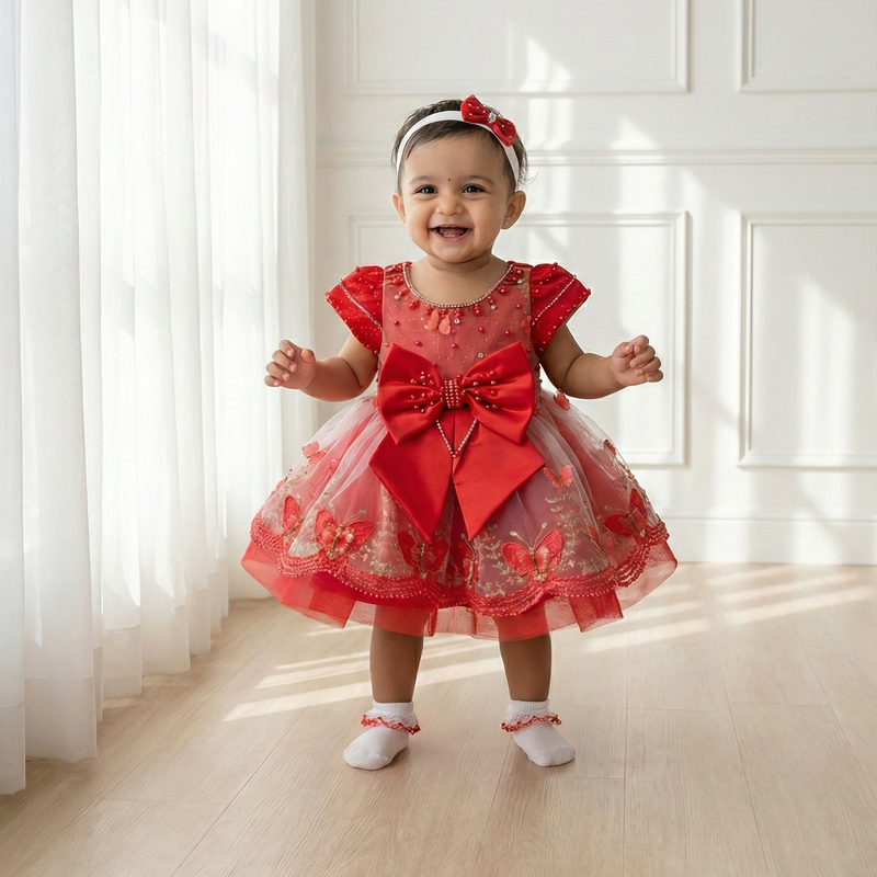 Red Butterfly bow Princess Dress