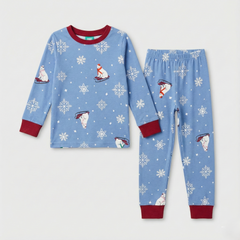 Blue Polar Bear & Snowflake Print Nightsuit