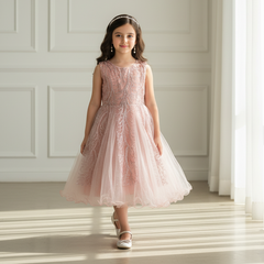 Mauve Pink Elegant Long Sleeveless Princess Dress
