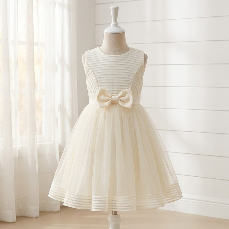Yellow Pleated Ribbon Dress