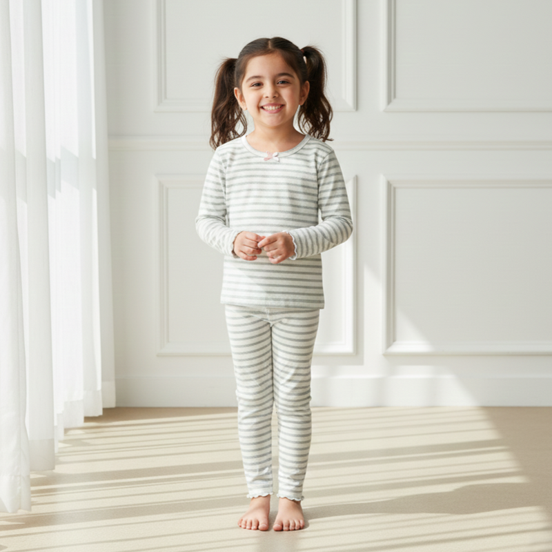 Grey & White Striped Co-ord Set