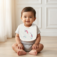 Baby Premium Bibs - White Unicorn