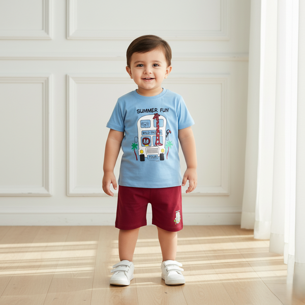 Animal Printed T-shirt with Short Set