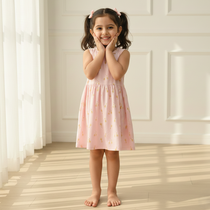 Gentle Giraffe Cotton Frock