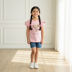 Girl Regular Fit Pink Flower Top