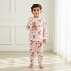 Pink Unicorn Print Night Suit