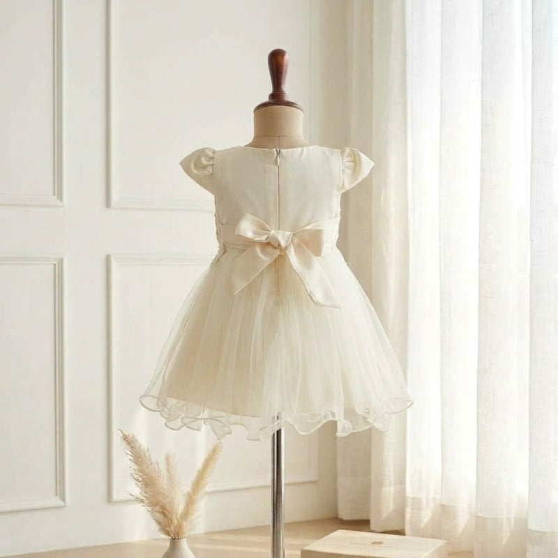 Yellow Pleated Pearl-Trimmed Dress